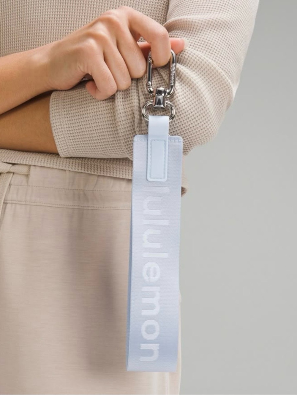 lululemon athletica Pale Blue Logo Wristlet Key Holder